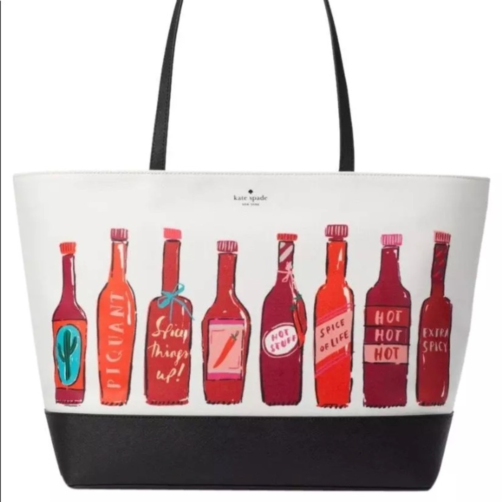 Kate space hot sauce extra spicy black red tote - Picture 1 of 6